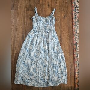 Commense White and Blue Floral Maxi Dress